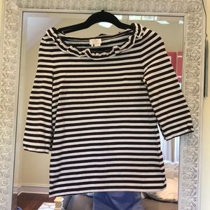 Striped Kate spade 3/4 length scoop neck shirt.